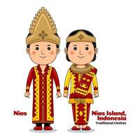 casal usa nias, roupas tradicionais indonésias vetor
