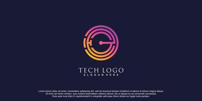 logotipo de tecnologia com ilustração vetorial de ícone de design g inicial vetor