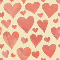 corações rosa pintados em aquarela, padrão sem emenda de vetor. símbolo do dia dos namorados, design para impressão e têxteis