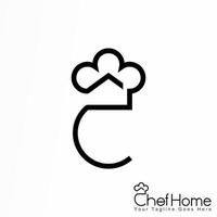 casa simples, chapéu de chef e rosto ou chef home image ícone gráfico logotipo design conceito abstrato estoque vetorial. pode ser usado como uma identidade corporativa relacionada à culinária ou alimentação vetor