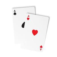 um par de ás jogando cartas de pôquer em fundo branco. ilustração em vetor de dois ases. ganhar ases