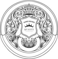 ilustrações vetoriais de silhueta de ornamento de redemoinho de emblema de coroa vintage de luxo para seu logotipo de trabalho, camiseta de mercadoria de mascote, adesivos e designs de etiquetas, pôsteres, cartões comemorativos, negócios de publicidade vetor