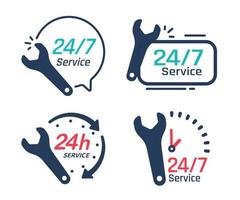 bolhas icon.speech de serviço 24 horas. suporte telefônico consultando problemas do cliente. vetor