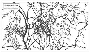 mapa da cidade de antananarivo madagascar em estilo retrô. mapa de contorno. vetor