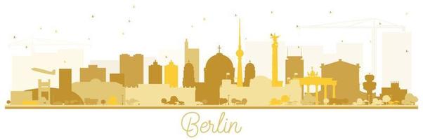 Silhueta do horizonte de Berlim Alemanha com edifícios dourados isolados no branco. vetor