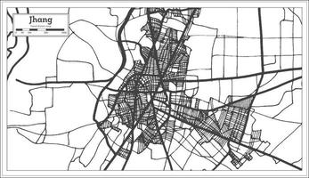 Mapa da cidade de Jhang Paquistão na cor preto e branco. ilustração vetorial. vetor