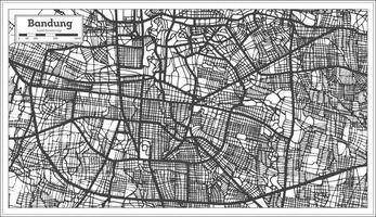 Mapa da cidade de Bandung Indonésia na cor preto e branco. vetor