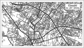 mapa da cidade de cimahi indonésia na cor preto e branco. mapa de contorno. vetor