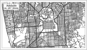 mapa da cidade de adelaide austrália na cor preto e branco. mapa de contorno. vetor