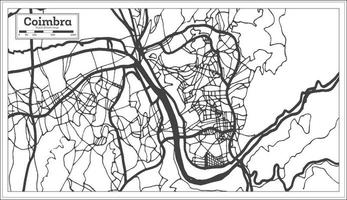 mapa da cidade de coimbra portugal em estilo retrô. mapa de contorno. vetor