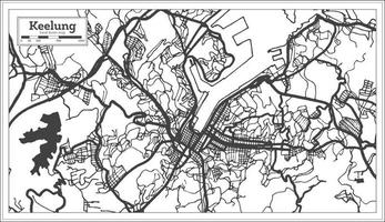 Mapa da cidade de Keelung Taiwan na cor preto e branco. mapa de contorno. vetor