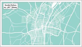 mapa da cidade de sankt polten áustria em estilo retrô. mapa de contorno. vetor