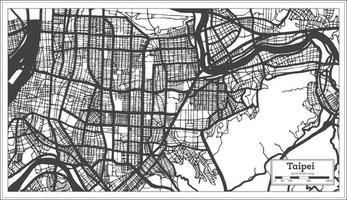 taipei taiwan indonésia mapa da cidade na cor preto e branco. mapa de contorno. vetor