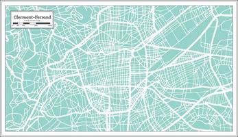 mapa da cidade de clermont-ferrand frança em estilo retrô. mapa de contorno. vetor