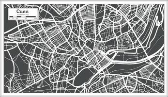 mapa da cidade de caen frança em estilo retrô. mapa de contorno. ilustração vetorial. vetor