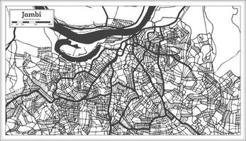 mapa da cidade de jambi indonésia na cor preto e branco. mapa de contorno. vetor