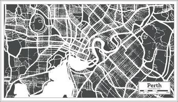 mapa da cidade de perth austrália em estilo retrô. mapa de contorno. vetor