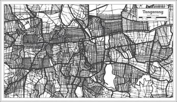 mapa da cidade de tangerang indonésia na cor preto e branco. mapa de contorno. vetor