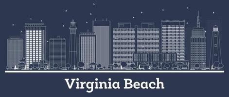 delinear o horizonte da cidade de virginia beach virginia com edifícios brancos. vetor