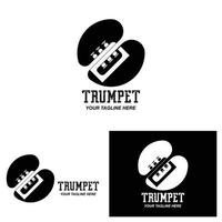 design de logotipo de trompete, gerar melodia, ilustração de esboço de vetor de instrumento musical