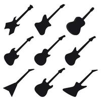 conjunto de ícones isolados em uma guitarra tema vetor