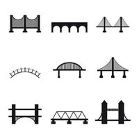 conjunto de ícones isolados em pontes de um tema vetor