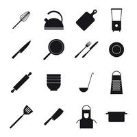 conjunto de ícones isolados objetos de cozinha de um tema vetor