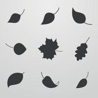conjunto de ícones isolados em folhas de um tema vetor