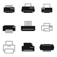 conjunto de ícones isolados em impressoras de um tema vetor