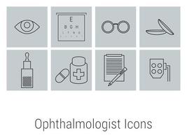 conjunto de ícones isolados em um oftalmologista de tema vetor
