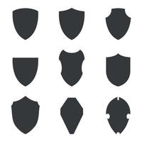 conjunto de ícones isolados em escudos de um tema vetor