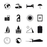 conjunto de ícones isolados em uma viagem temática vetor