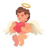 anjo cupido com coração vetor