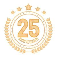 distintivo dourado do vigésimo quinto aniversário vetor