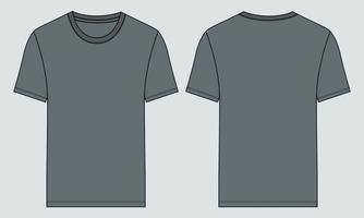 t-shirt moda técnica esboço plano ilustração modelo frente e vista traseira. vetor