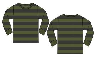 camiseta de manga comprida t-shirt de moda técnica esboço plano ilustração modelo frente e vista traseira. vetor