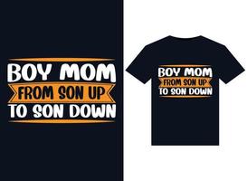 menino mãe de filho para filho ilustrações para design de camisetas prontas para impressão vetor