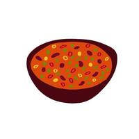 ilustração de chili com carne de comida mexicana isolada no fundo branco vetor