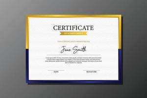 modelo de certificado de conquista azul e amarelo minimalista moderno vetor