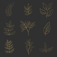 ilustração do vetor de folhas douradas, folha dourada