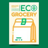 vetor de cartaz promocional de brochura de mercearia ecológica