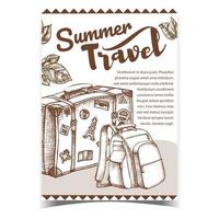 bagagem de viagem de verão no vetor de banner de publicidade