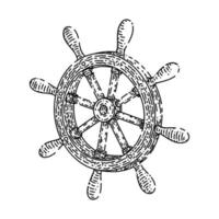 desenho de leme de navio vetor desenhado à mão