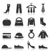 coleção de ícones sobre um tema de moda e roupas. uma ilustração vetorial vetor