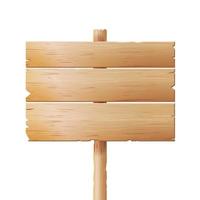 vetor de placas de madeira. bandeira de madeira dos desenhos animados isolada no fundo branco