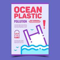 vetor de banner criativo de poluição plástica do oceano