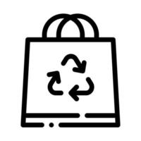 sacola de compras com alça e marca de reciclagem vetor