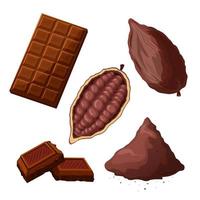 vetor de desenhos animados de conjunto de cacau de chocolate