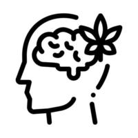 ícone de vetor de dor de cabeça de silhueta de homem de cérebro e folha