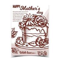 bolo com flores para vetor de banner do dia das mães